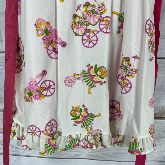 NWT Vintage Isaacson Carrio Girls Size 2T Sleepwear Set Gown & Robe Girl Bicycle - Picture 7 of 11